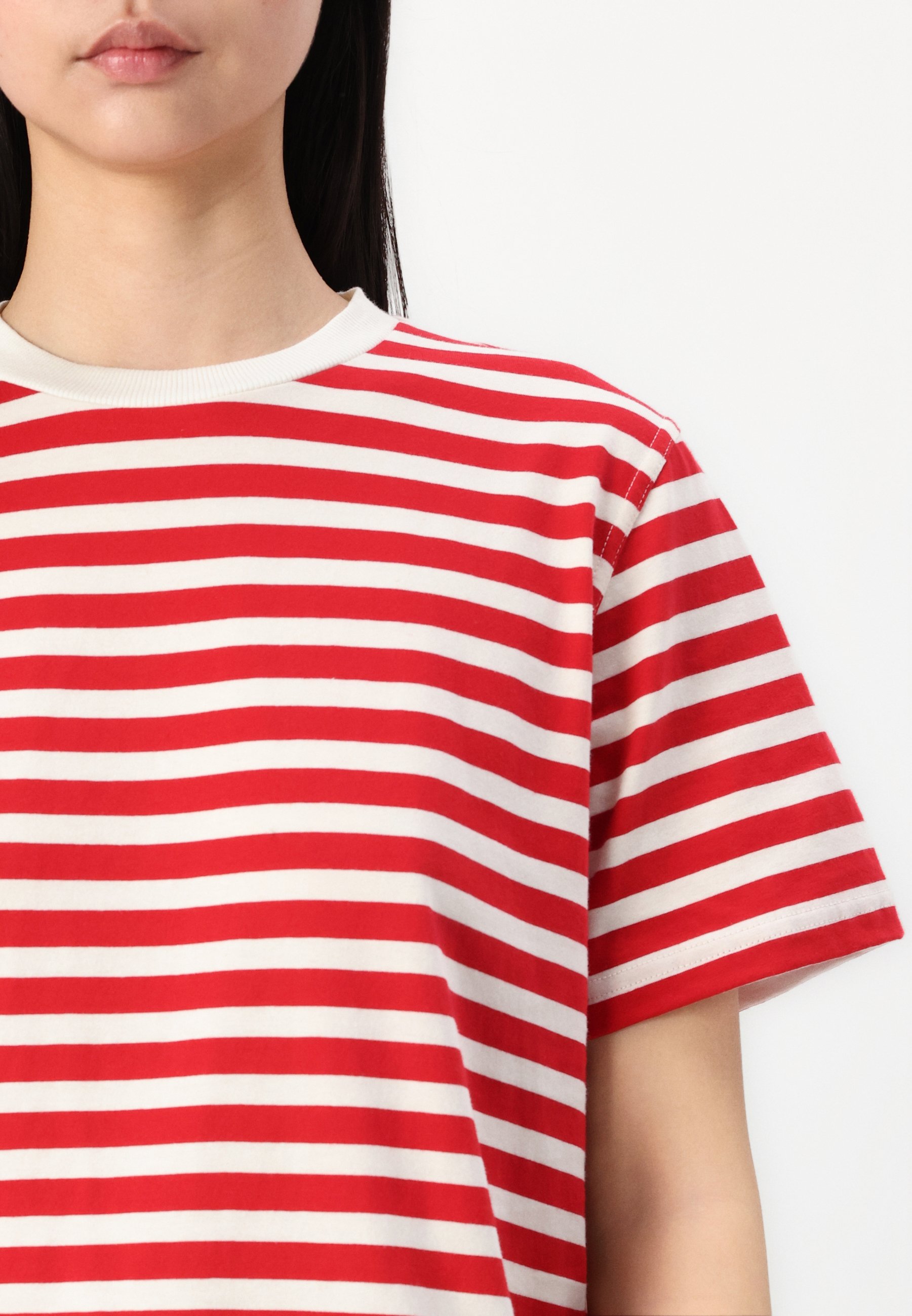 売れ筋商品|||トム テイラー デニム Tシャツ レディース トップス STRIPED BOXY  - Print T-shirt - white red pink stripe TOM TAILOR DENIM STRIPED BOXY - Print T-shirt - white red