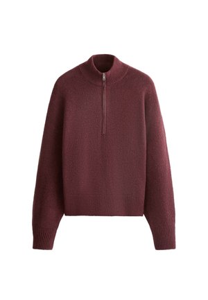 OYSHO, HIGH-NECK JUMPER WITH HALF ZIP - Pullover - burgundy