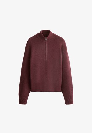 OYSHO, HIGH-NECK JUMPER WITH HALF ZIP - Pullover - burgundy