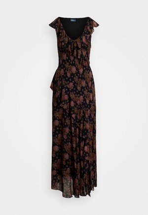 Polo Ralph Lauren FLORAL RUFFLE-TRIM GEORGETTE MAXIDRESS - Maksimekko - brown