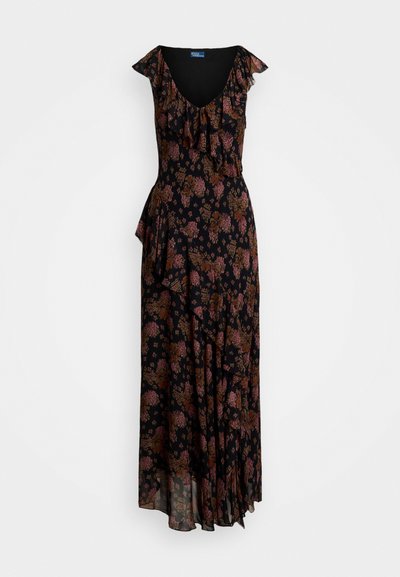 Polo Ralph Lauren FLORAL RUFFLE-TRIM GEORGETTE MAXIDRESS - Maxi šaty - brown