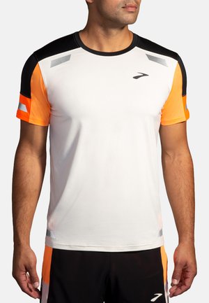 RUN VISIBLE SHORT SLEEVE 2.0 - Sport T-shirt - ecru fluoro flash black