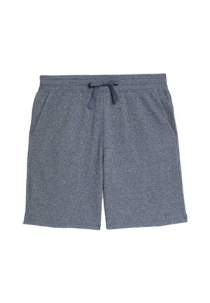 Grå strikkede shorts med elastisk talje og snor, to sidelommer og en afslappet pasform. Glat tekstur og enkelt design.