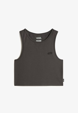 Top grigio senza maniche con scollatura rotonda, e un logo Vans discreto al centro. Realizzato in tessuto liscio ed elasticizzato.