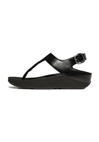 Sandali con tacco nero in ecopelle e cinturino alla caviglia. Suola sagomata con leggero arcuamento. Design minimalista, adatto per un look casual.