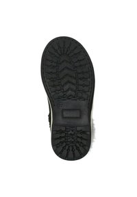 Suela de zapato negra con un patrón de tracción profundo que presenta elementos en zigzag y circulares; incluye la marca de tamaño "22" en el lateral.