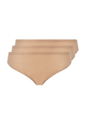 Hochgeschnittene, hautfarbene Unterhosen aus einem weichen, glatten Stoff. Mit nahtlosen Kanten und klassischem Schnitt. Im Dreierpack erhältlich.