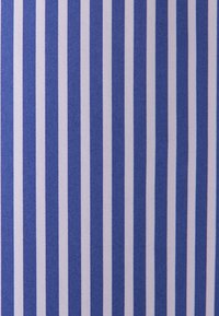 Tissu bleu et blanc avec des rayures verticales alternées. La texture est lisse, présentant un motif de sergé subtil dans le tissage.
