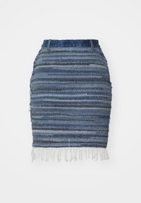 WASTE SKIRT IN RUG TECHNIQUE - Denimová sukně - blue melange