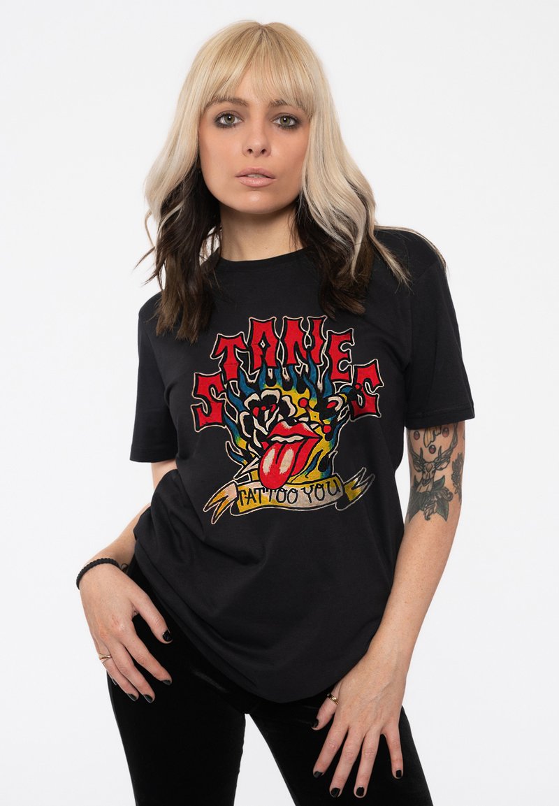 Paradiso Clothing THE ROLLING STONES TATTOO YOU  FLAMES - Print T-shirt - black