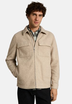 TOM TAILOR DENIM, BOUCLÉ OVERSHIRT MIT REISSVERSCHLUSS - Lichte jas - dusty beige melange