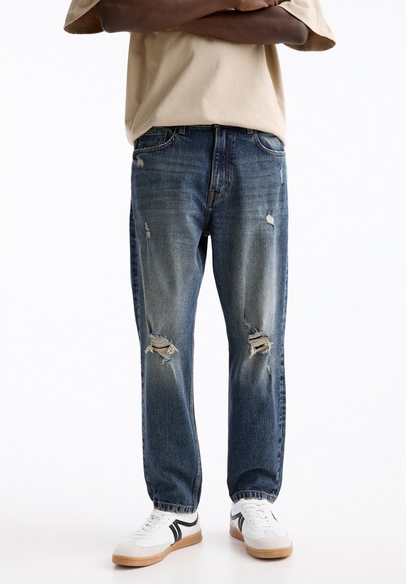 PULL&BEAR RIPPED Jeans Slim Fit dark blue/dunkelblau Zalando.de