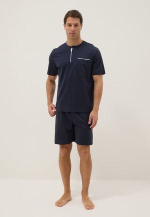 OVS, REGULAR FIT SHORT PYJAMAS HENLEY COLLAR SET - Pigiama - navy blue