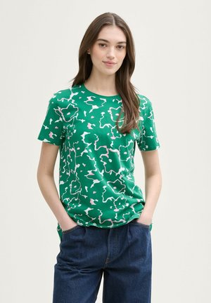 TOM TAILOR DENIM Basic póló - abstract green flower print