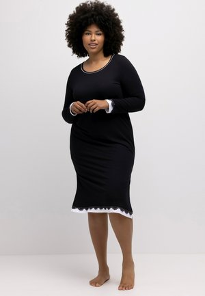 Ulla Popken HEM CONTRAST SUPER SOFT - Noční košile - black