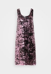 Φόρεμα με παγιέτες και στρογγυλή λαιμόκοψη, διαθέτει γραδαρισμένες παγιέτες σε ροζ και μαύρο χρώμα, χωρίς μανίκια και ίσια γραμμή.