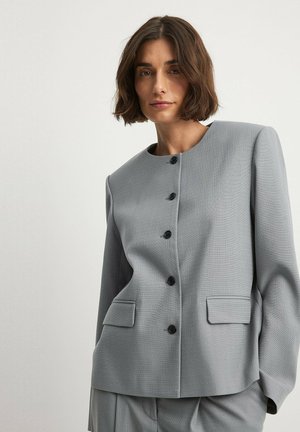 MIT RUNDHALSAUSSCHNITT - Blazer - grey