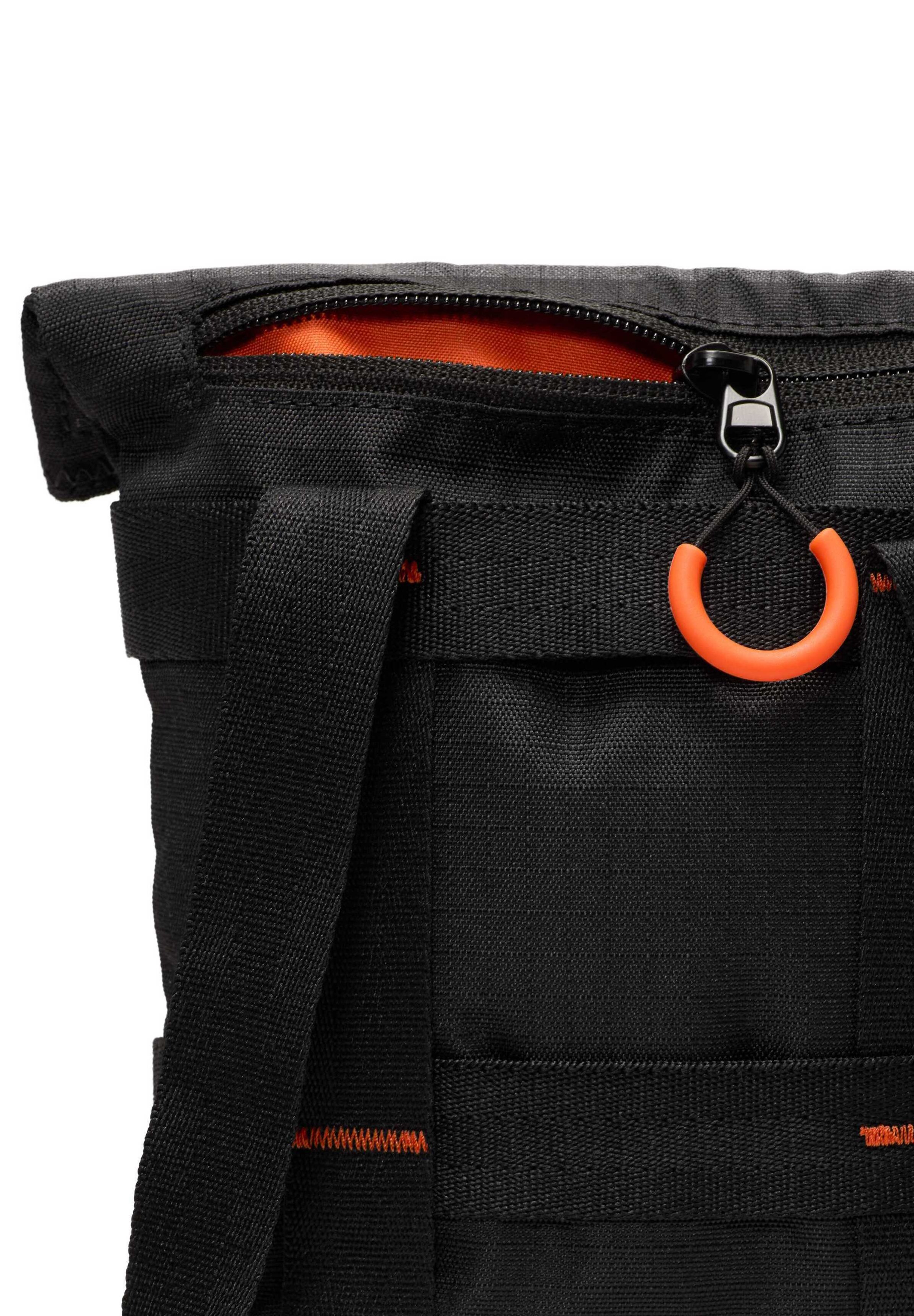 nike tote bag in black with orange taping strap