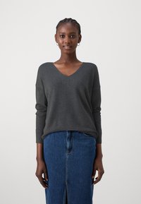 ONLY ONLRICA LIFE L/S V-NECK - Strikkegenser - dark grey