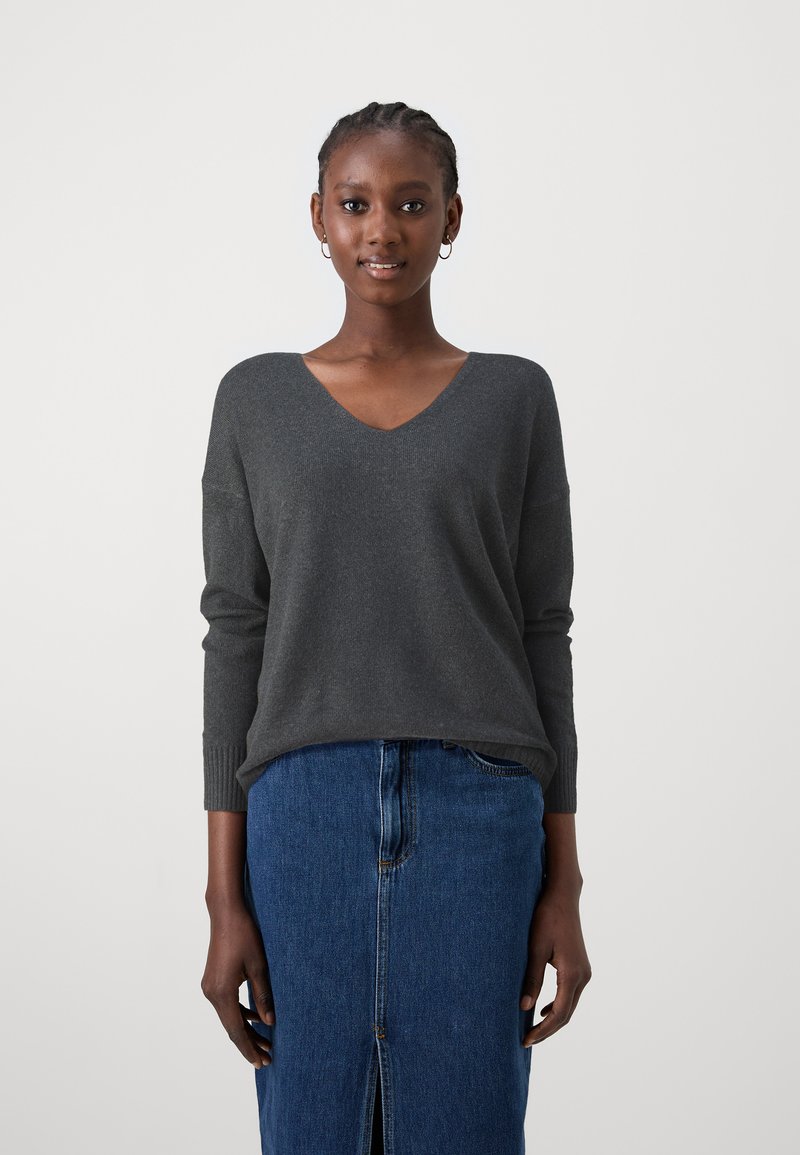 ONLY ONLRICA LIFE L/S V-NECK - Strikkegenser - dark grey