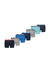 Puma Herren Boxershorts Set in Blau, Grau und Marine; elastischer Bund mit Puma Logo; weicher, dehnbarer Stoff; klassisches Trunk Design.