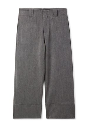 WIDE LEG CROP RISVOLTO - Pantaloni - grigio