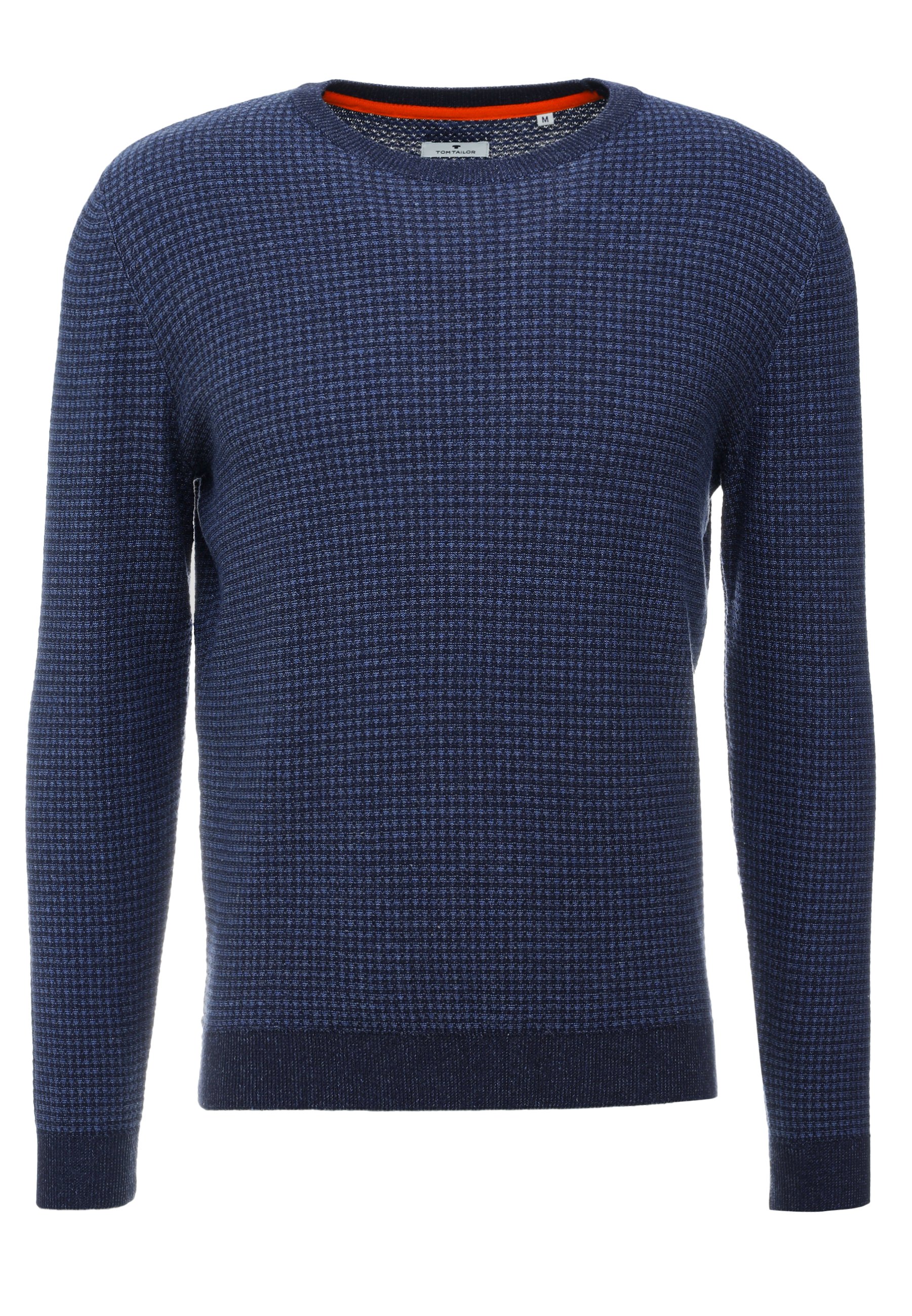 TOM TAILOR STRUCTURED CREW NECK Strikkegenser bluedenim TOM TAILOR STRUCTURED CREW NECK - Strikkegenser - blue/denim