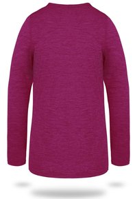 Langärmliges Shirt in lebhaftem Lila, aus weichem, strukturiertem Stoff. Verfügt über einen runden Ausschnitt und eine lockere Passform mit geradem Saum.