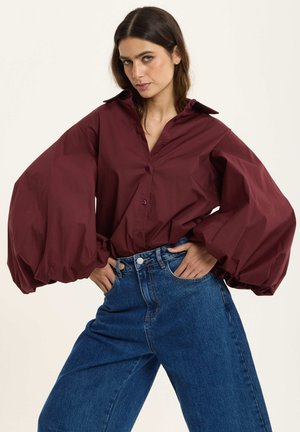 VOLUME SLEEVE - Button-down blouse - burgundy