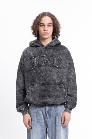 RIVETS OLD ENGLISH BLACK WASHED HOODIE UNISEX - Mikina - black washed