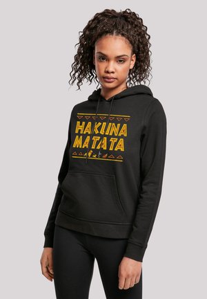 Must mustrap, millel on kollane "HAKUNA MATATA" graafika, esiküljel tasku ja nööriga kapuuts. Pehme kangas ribidega varrukatega.