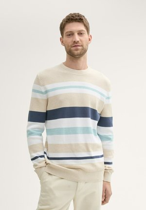TOM TAILOR GESTREIFTER  - Jumper - sand white multi color stripe