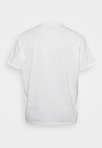 White cotton t-shirt with a simple design. Features short sleeves and a crew neck. Smooth texture, no patterns or graphics visible.