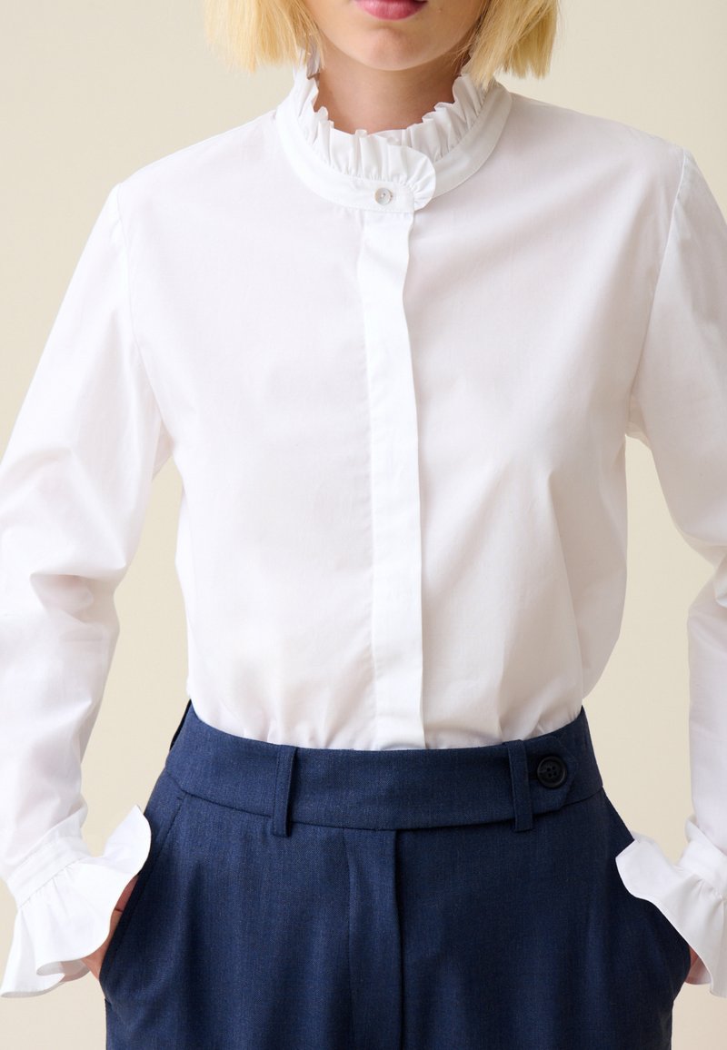Chemise Claudie Pierlot Taille 40 - Manches Longues Blanc, Rose, Bleu à Fleurs - Occasion TBE