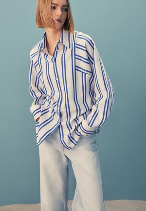 WITH DOUBLE STRIPES - Button-down blouse - blue