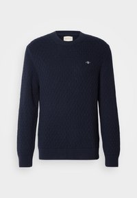 TEXTURED C NECK - Jumper - marine