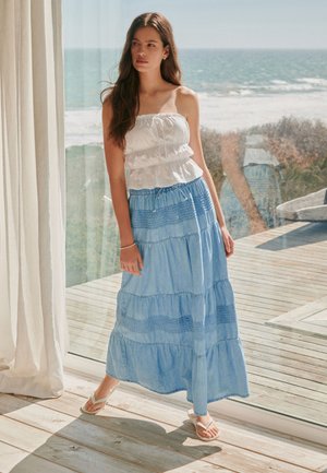 Next, REGULAR FIT - TIERED MAXI BLEACH SKIRT  . - Maxirock - bleach denim