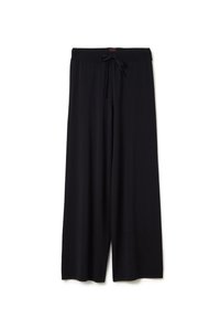 Pantalons larges noirs avec une taille élastique et un cordon de serrage ajustable, présentés sur un fond blanc.