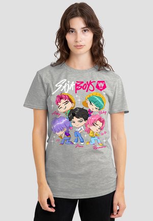KPOP DEMON HUNTERS - SAJA BOYS CHIBI POSTER - Print T-shirt - mottled grey