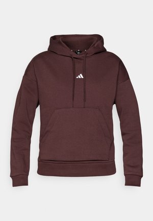 Bordo kapuca s kapuljača iz mehkega materiala, ki ima kenguru žep, vrvico za zategovanje in belo trikotno logo na prsih.