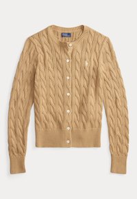 CABLE-KNIT COTTON CREWNECK CARDIGAN - Chaqueta de punto - vintage khaki