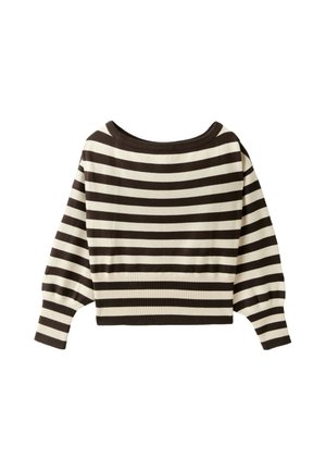 Stradivarius, ASYMMETRIC RIBBED HEM KNIT SWEATER 01645702 - Pullover - dark brown