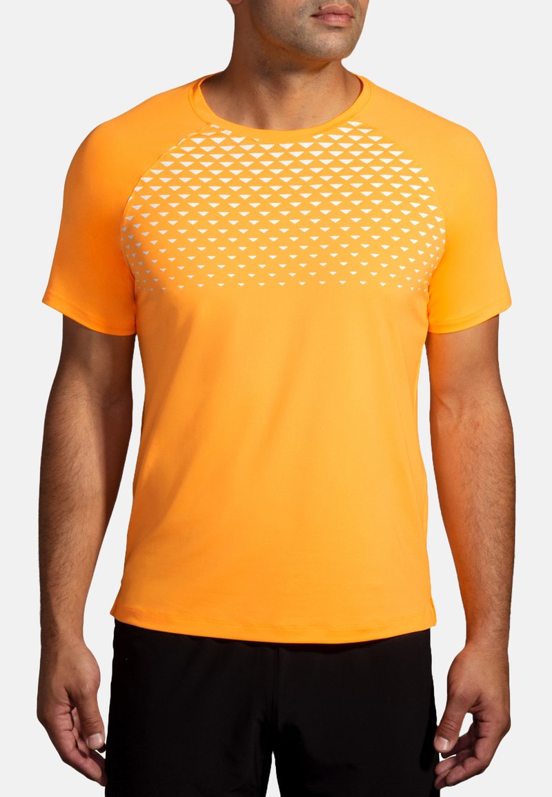 Brooks ATMOSPHERE SHORT SLEEVE 2.0 - T-shirt till träning - orange pop tempo print