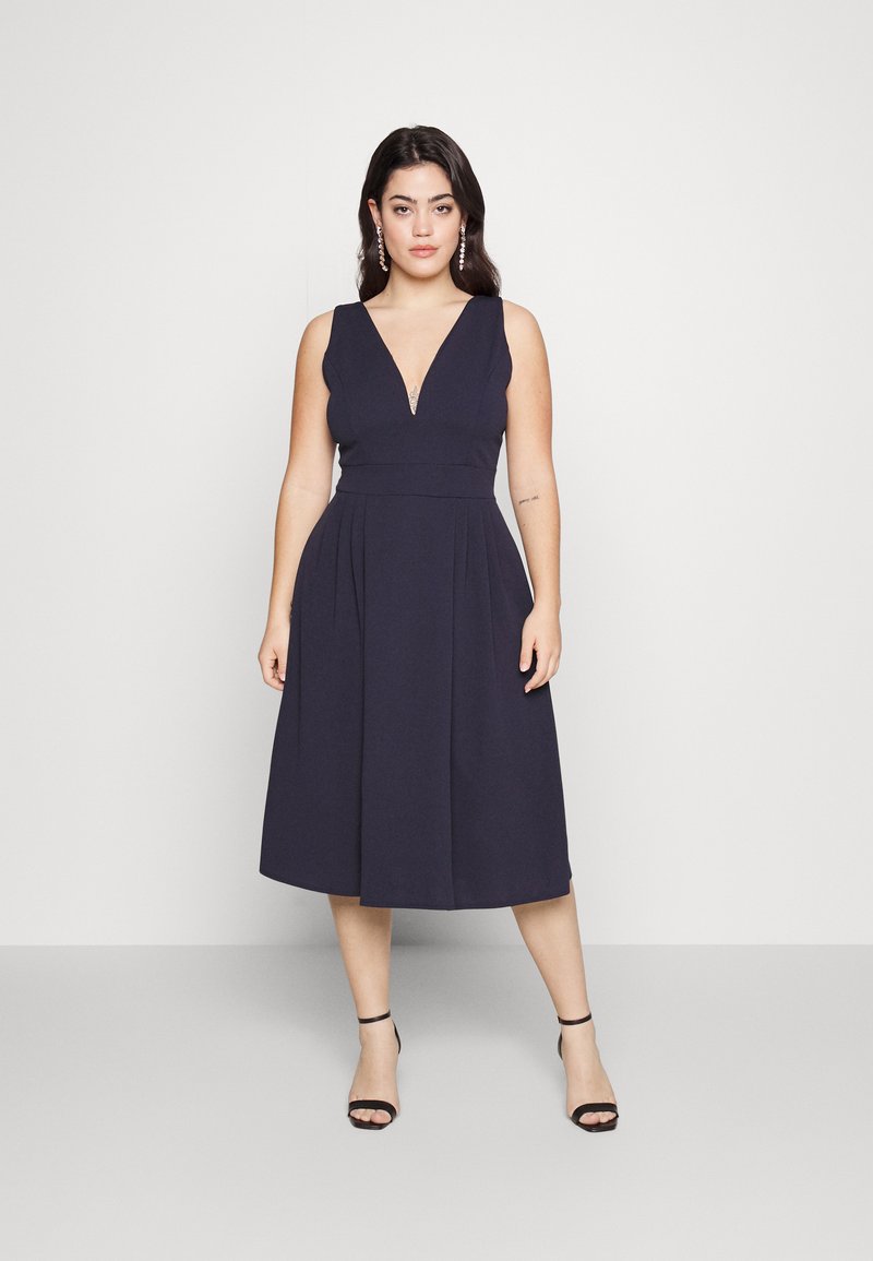 WAL G CURVE KANDY V NECK MIDI - Vestido informal - navy blue