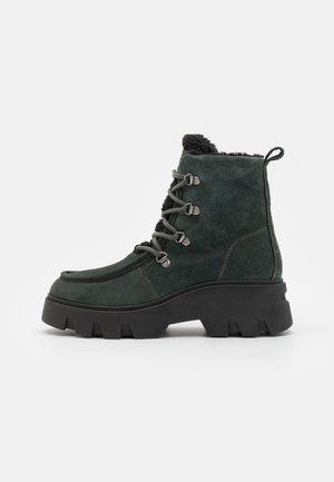 Enkellaarsjes met plateauzool - dark green