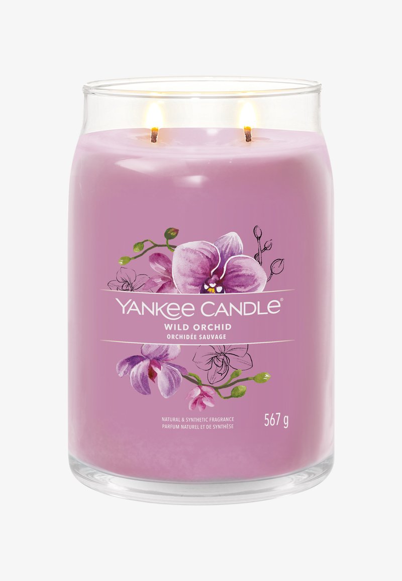 Yankee Candle Candela profumata firmata, candela in barattolo medio con doppio stoppino, fragranza Wild Orchid | Candela a lunga combustione in cera di soia | Regalo perfetto per le donne