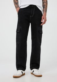 Terranova OVER CON CUCITURE CONTRASTO - Pantaloni cargo - nero