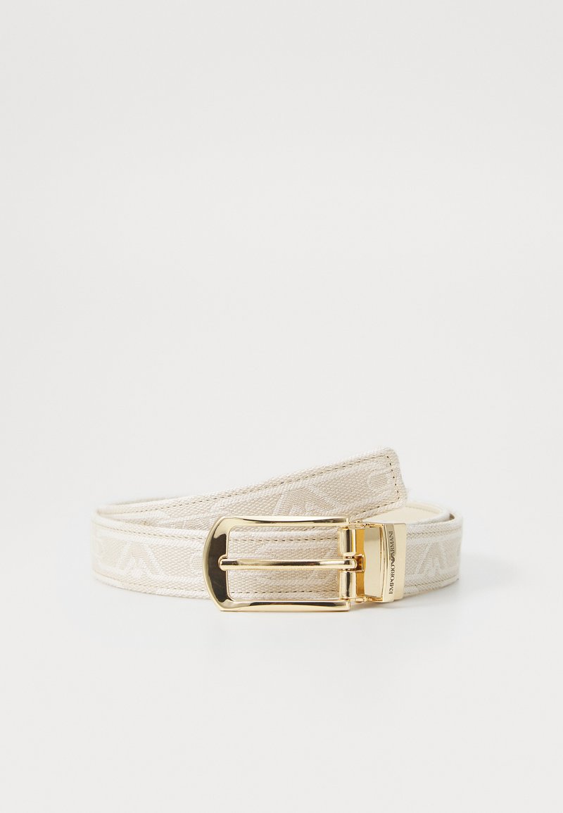 Emporio Armani - TONGUE REVERSABLE MONOGRAM BELT - Bælter - natural/off white, Forstør