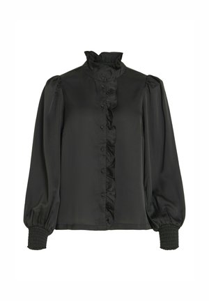 VILA VILUTTO FRILL - Bluza z gumbi - black beauty