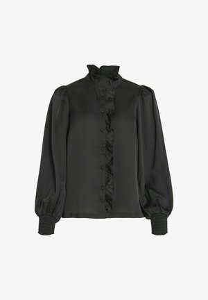 VILA VILUTTO FRILL - Bluza z gumbi - black beauty